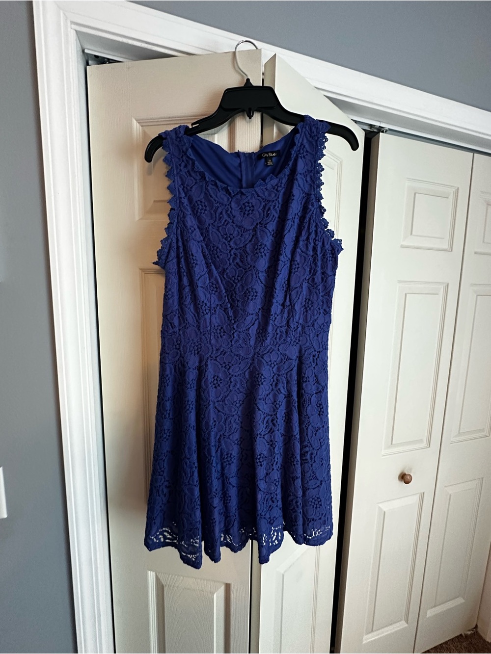 City Studio Royal Blue Lace Sleeveless A-Line Mini Dress